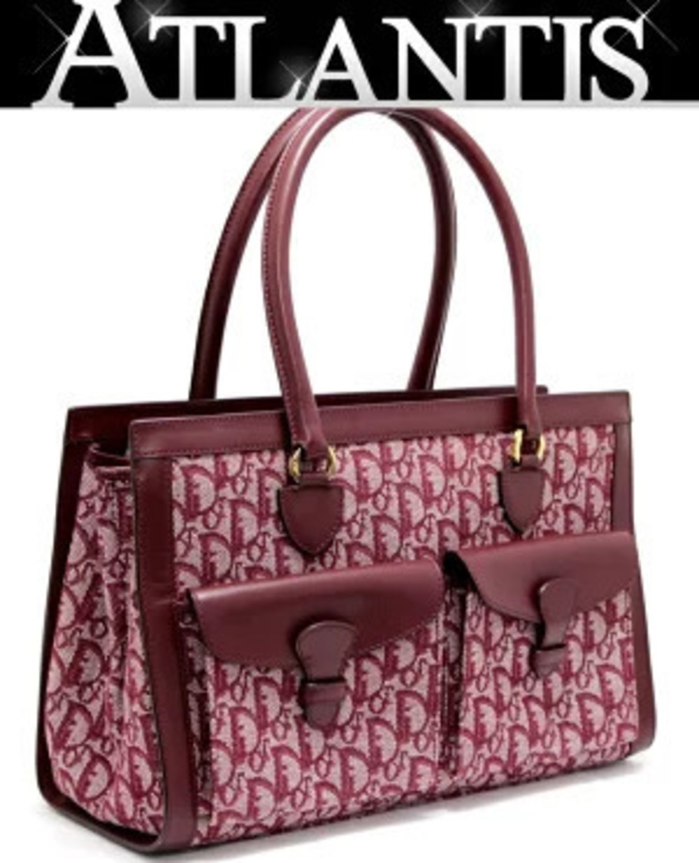 Christian Dior Trotter Double Pocket Tote Bag Handbag Jacquard Red